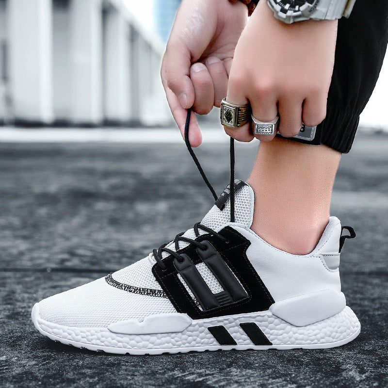 Men's Fly-Weave Casual Sports Trainers – Thick Sole Lace-Up Shoes