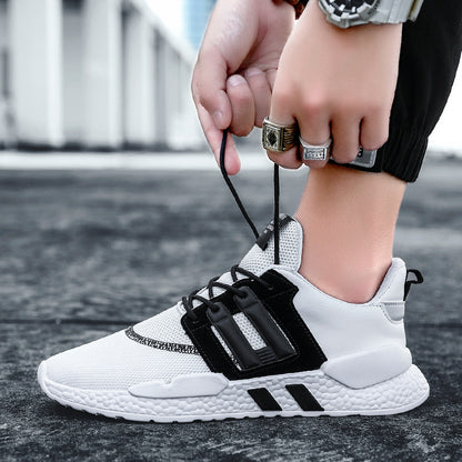 Men's Fly-Weave Casual Sports Trainers – Thick Sole Lace-Up Shoes