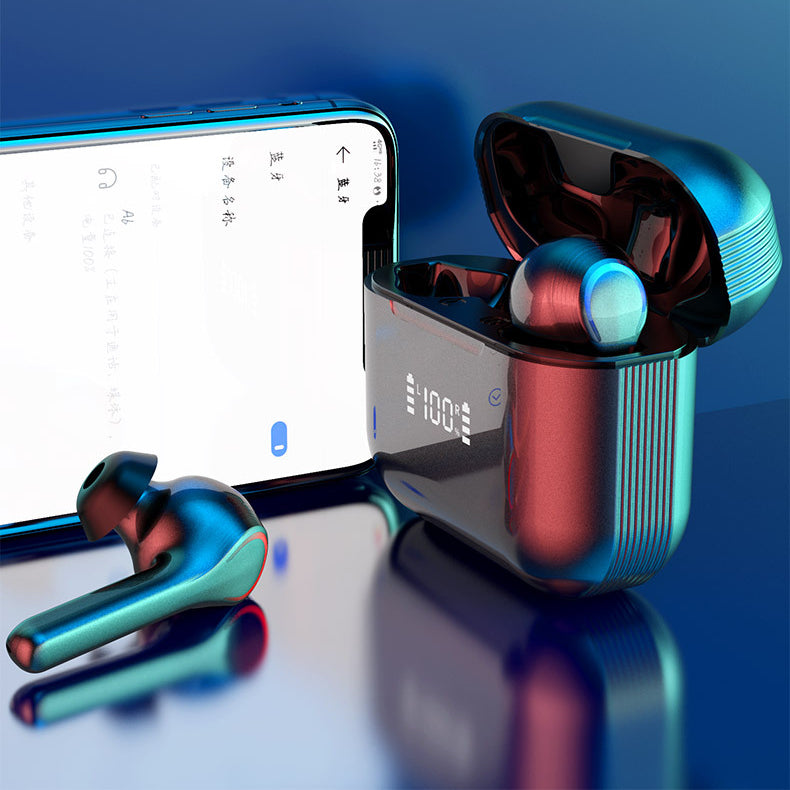 Touch Control Wireless Earbuds — Bluetooth 5.0 Semi In-Ear with Digital Display Charging Case