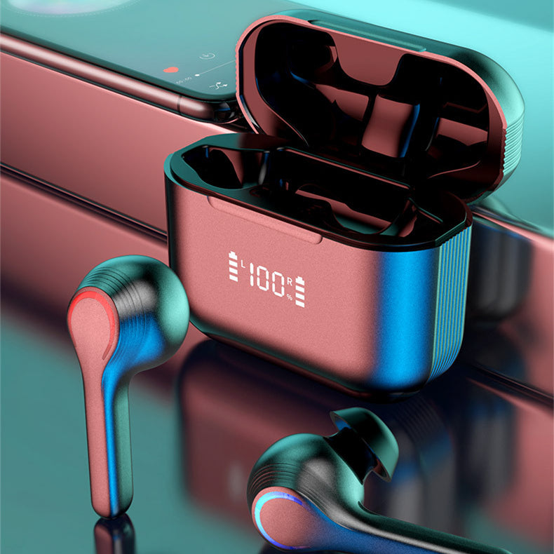 Touch Control Wireless Earbuds — Bluetooth 5.0 Semi In-Ear with Digital Display Charging Case