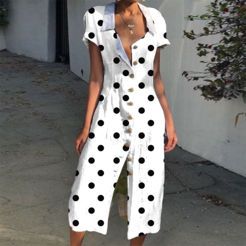 Women's Polka Dot Bodycon Pencil Skirt - Floral Print Fitted Hip Skirt