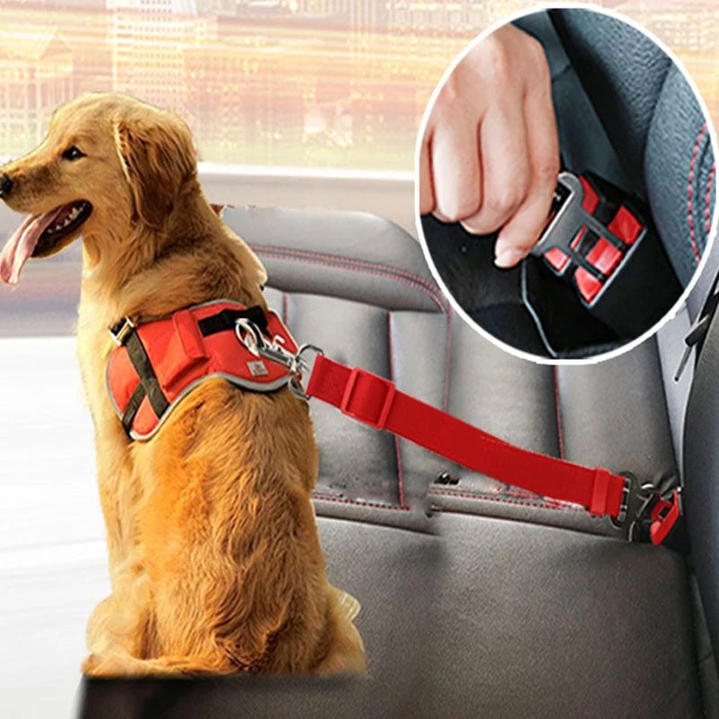 Adjustable Pet Car Seat Belt Clip | Nylon Safety Harness Lead Dogs & Cats