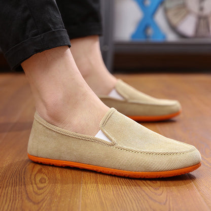 Men's Cotton Canvas Casual Shoes – Lace-Up Trainers, Multiple Colours