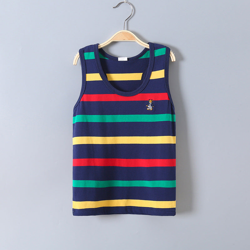 Children's Striped Cotton Sleeveless Vest | Summer Kids Top