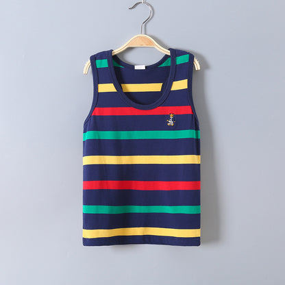Children's Striped Cotton Sleeveless Vest | Summer Kids Top