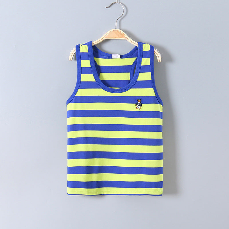 Children's Striped Cotton Sleeveless Vest | Summer Kids Top