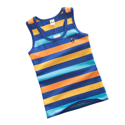 Children's Striped Cotton Sleeveless Vest | Summer Kids Top