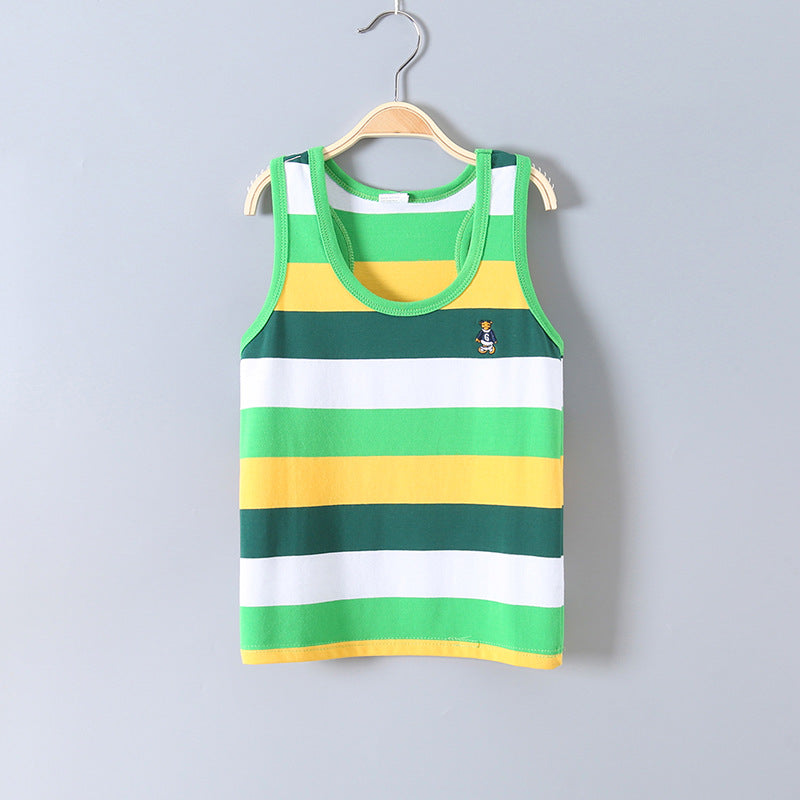 Children's Striped Cotton Sleeveless Vest | Summer Kids Top