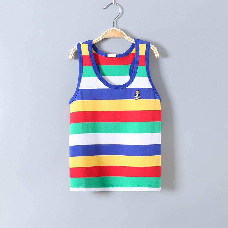 Children's Striped Cotton Sleeveless Vest | Summer Kids Top