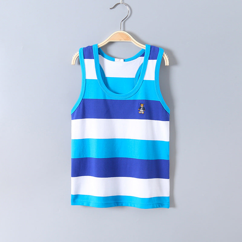 Children's Striped Cotton Sleeveless Vest | Summer Kids Top