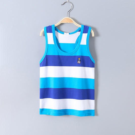 Children's Striped Cotton Sleeveless Vest | Summer Kids Top