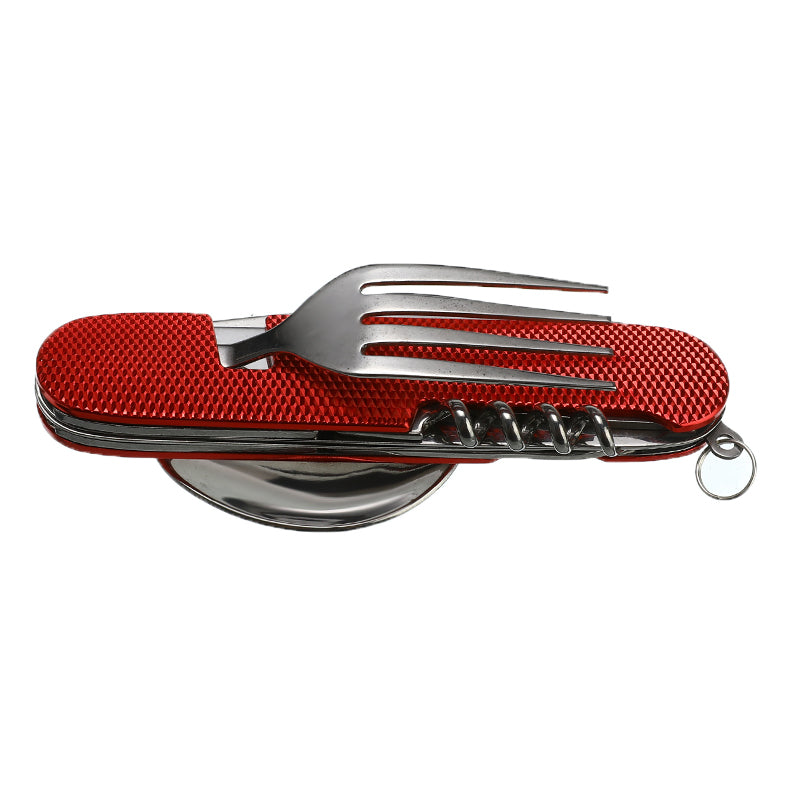 3-in-1 Folding Camping Cutlery Set – Stainless Steel Knife, Fork & Spoon Yellow, Red, Blue & Green
