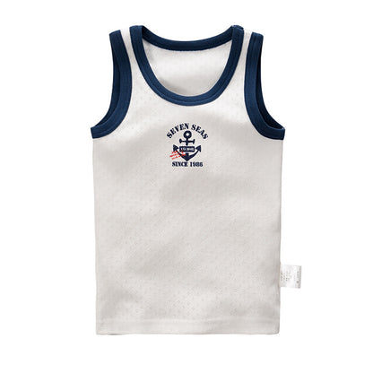 Boys' Cotton Anchor Print Mesh Vest 3-Pack | Ages 3-8