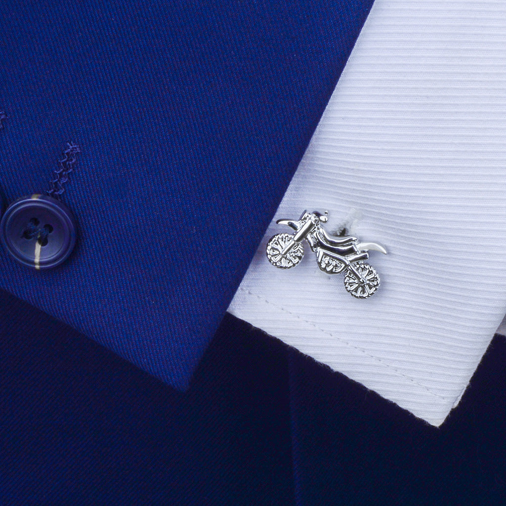 Men's Silver Motorcycle Cufflinks – Novelty Biker Shirt Cuff Buttons