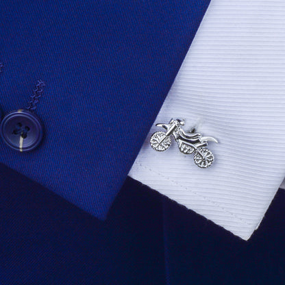 Men's Silver Motorcycle Cufflinks – Novelty Biker Shirt Cuff Buttons