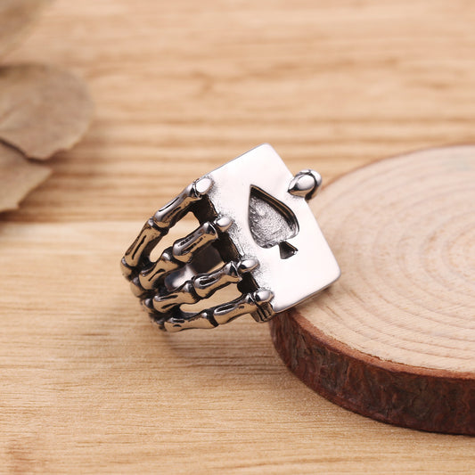 Men's Zinc Alloy Constellation Ring – Electroplated Zodiac Statement Band in Silver