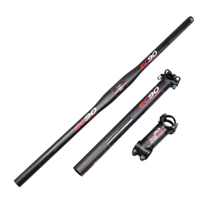 EC90 Carbon Fibre Bicycle Handlebar Set – Straight Bar & Swallow Bar 3-Piece Black
