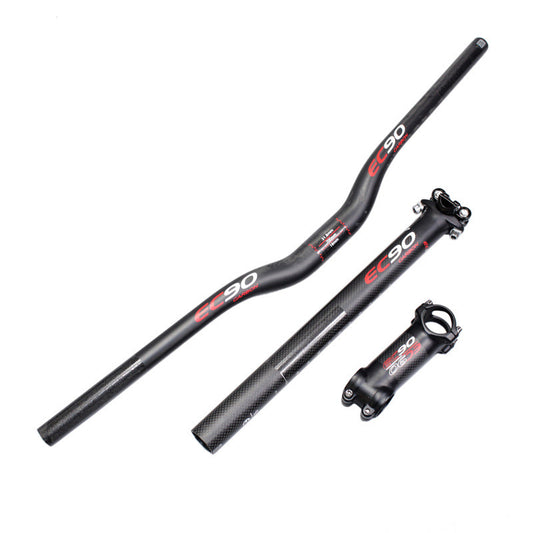 EC90 Carbon Fibre Bicycle Handlebar Set – Straight Bar & Swallow Bar 3-Piece Black