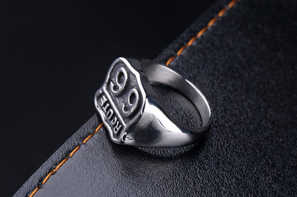 Men's Titanium Steel Route 66 Ring – Vintage American Highway Cast Statement Band