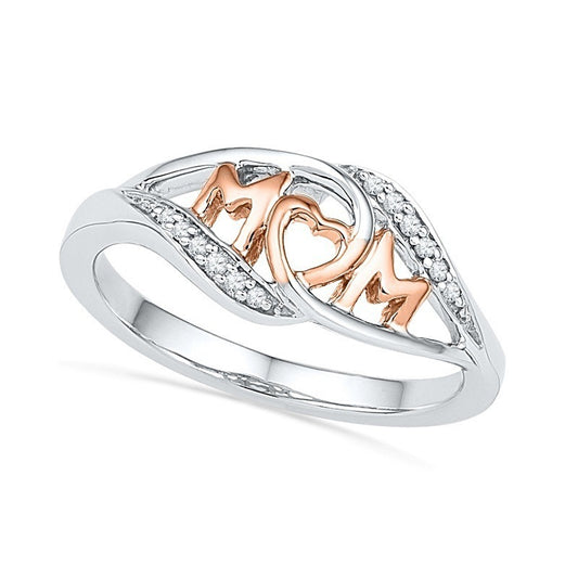 Women's 18K Electroplated Love Mam Ring – Gold & Rose Gold Gem-Set Band