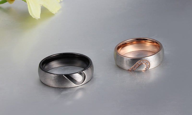 Unisex Titanium Steel Micro Diamond Love Ring – Couple Ring