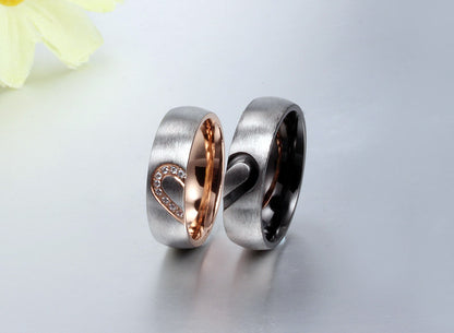 Unisex Titanium Steel Micro Diamond Love Ring – Couple Ring