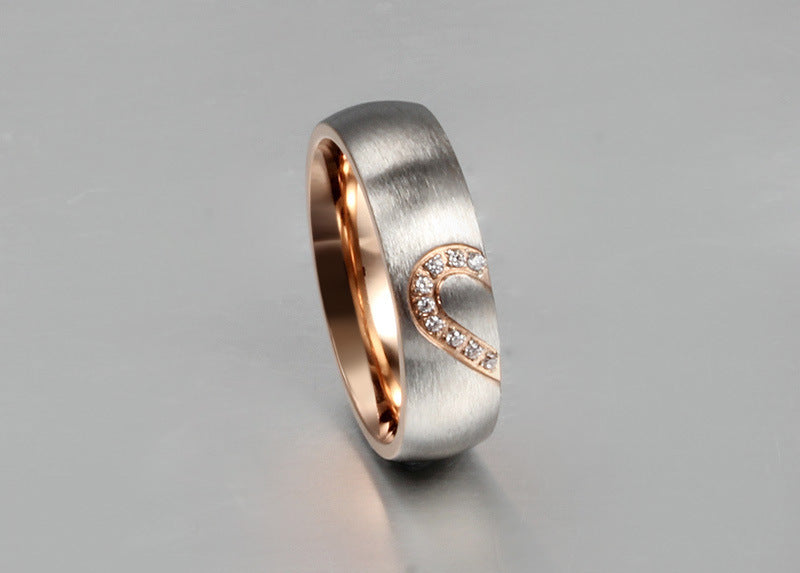 Unisex Titanium Steel Micro Diamond Love Ring – Couple Ring