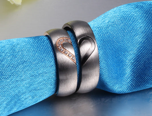 Unisex Titanium Steel Micro Diamond Love Ring – Couple Ring