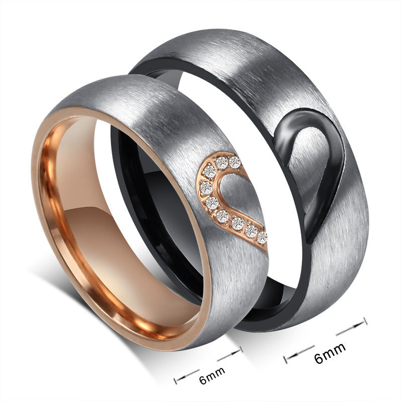 Unisex Titanium Steel Micro Diamond Love Ring – Couple Ring