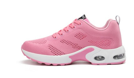 Women's Flyknit Mesh Casual Trainers - Breathable Lace-Up Flat Sports Shoes