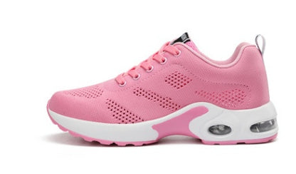 Women's Flyknit Mesh Casual Trainers - Breathable Lace-Up Flat Sports Shoes