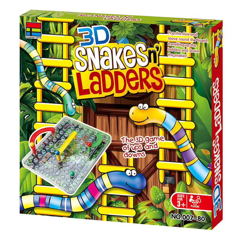 3D Snakes & Ladders Board Game - Family Interactive Toy