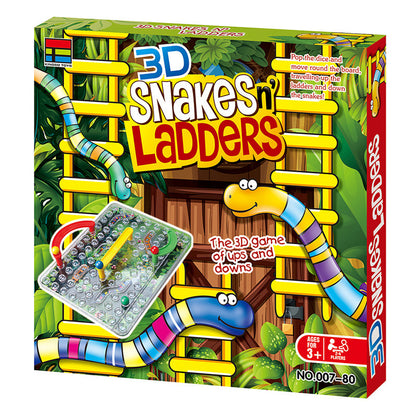 3D Snakes & Ladders Board Game - Family Interactive Toy