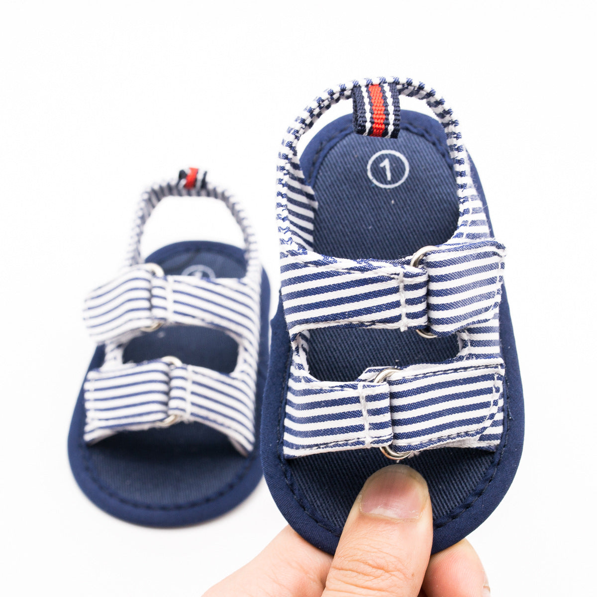 Baby Striped Canvas Sandals | Soft Sole Toddler Shoes 11-13cm