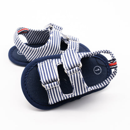 Baby Striped Canvas Sandals | Soft Sole Toddler Shoes 11-13cm