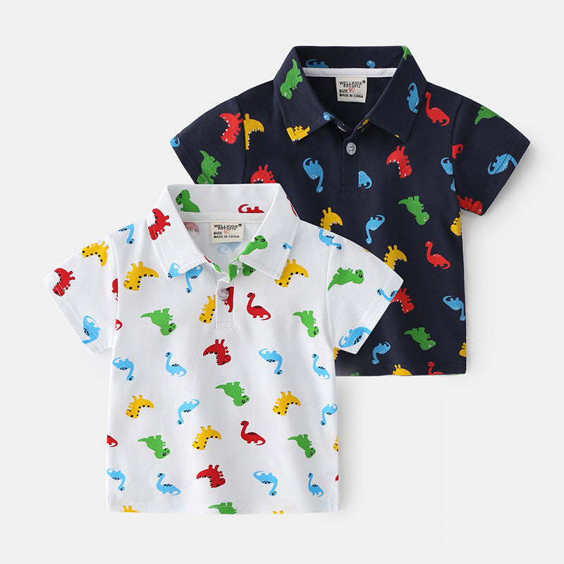 Boys Dinosaur Print Cotton T-Shirt | Kids Cartoon Tee