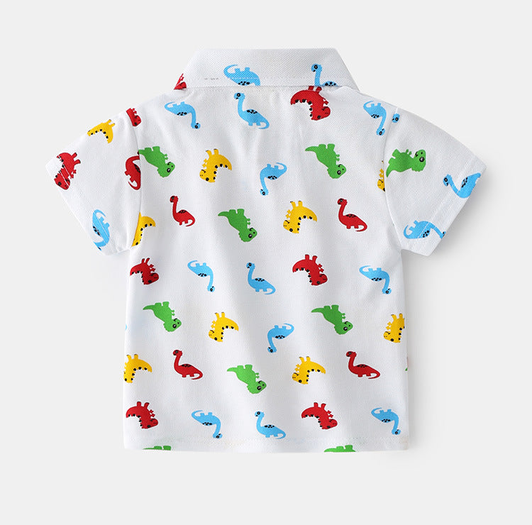 Boys Dinosaur Print Cotton T-Shirt | Kids Cartoon Tee