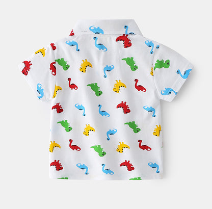 Boys Dinosaur Print Cotton T-Shirt | Kids Cartoon Tee