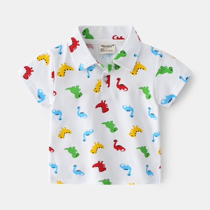 Boys Dinosaur Print Cotton T-Shirt | Kids Cartoon Tee