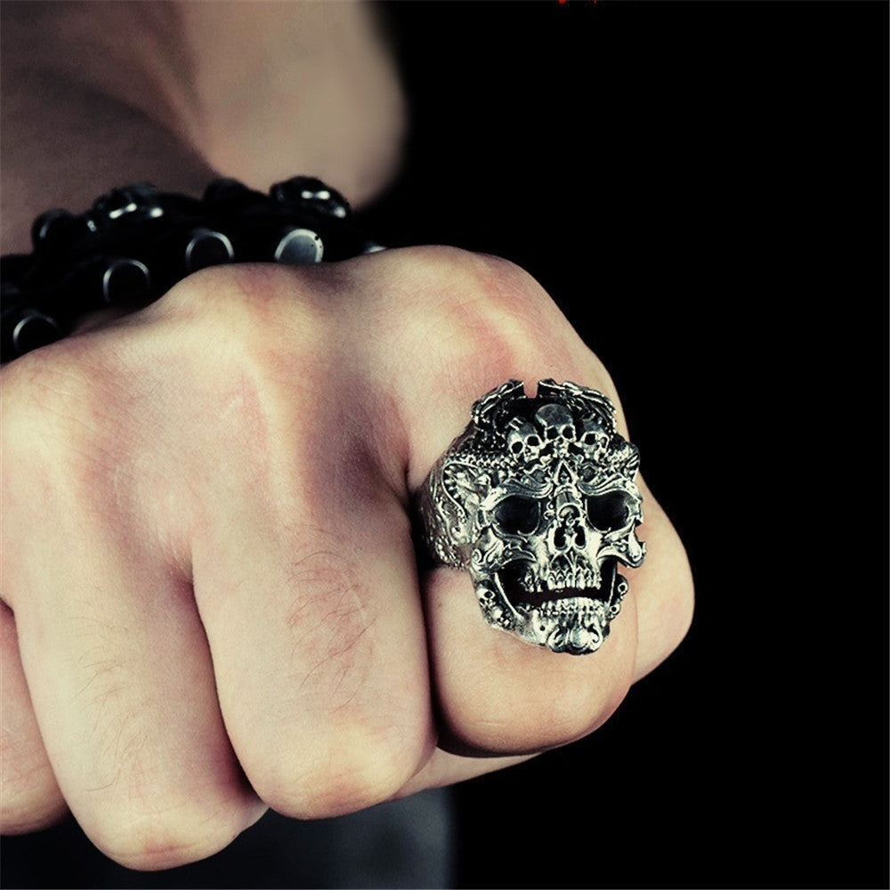 Men's Dragon Head Skull Ring – Retro Punk Alloy Statement Band