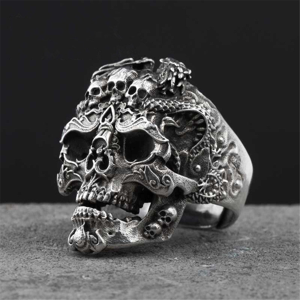 Men's Dragon Head Skull Ring – Retro Punk Alloy Statement Band