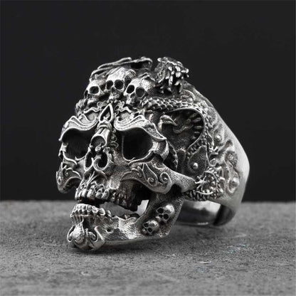 Men's Dragon Head Skull Ring – Retro Punk Alloy Statement Band