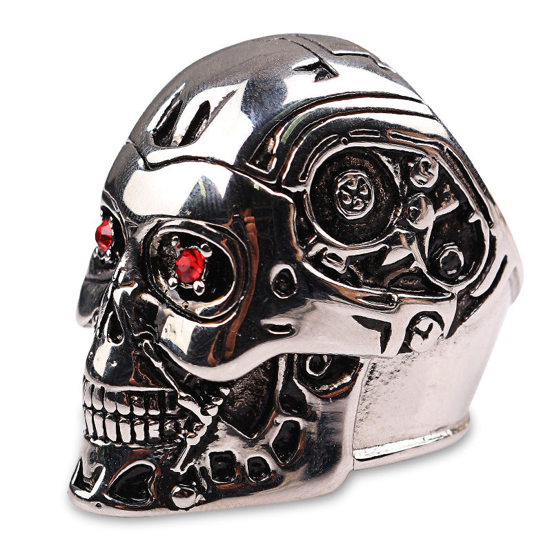 Men's Alloy Skull Ring – Electroplated Gothic Statement Band in Silver