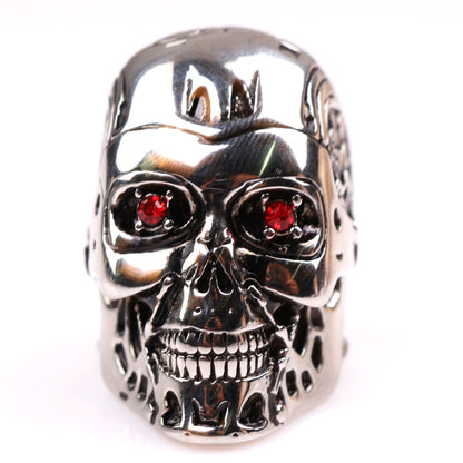 Men's Alloy Skull Ring – Electroplated Gothic Statement Band in Silver
