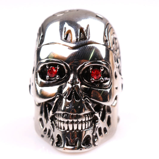 Men's Alloy Skull Ring – Electroplated Gothic Statement Band in Silver