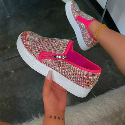 Women's Rhinestone Flat Slip-On Shoes | Casual Embellished Flats