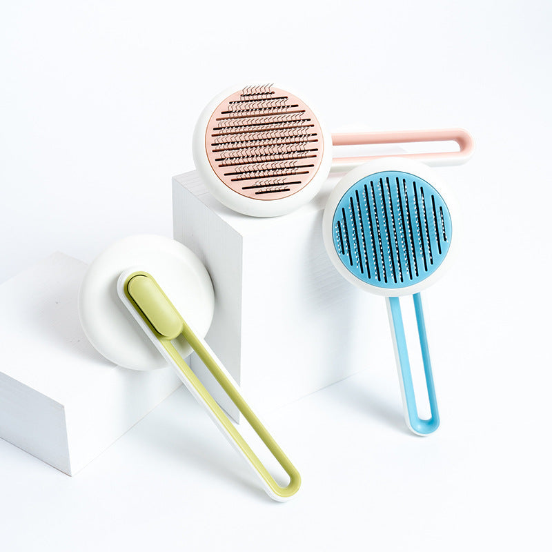 Self-Cleaning Pet Slicker Brush | Stainless Steel Pin Grooming Comb