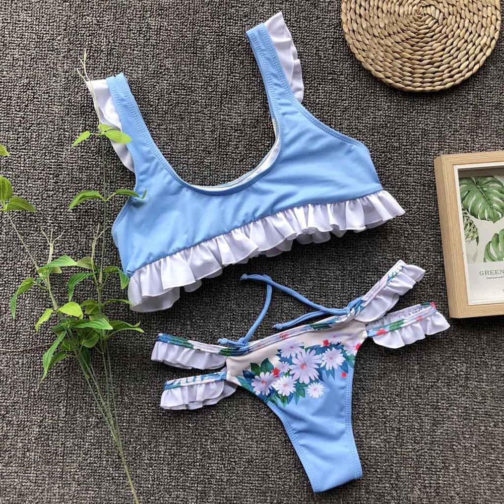 Women's Leaf Print Split Bikini Set – Two-Piece Swimwear | S–XL