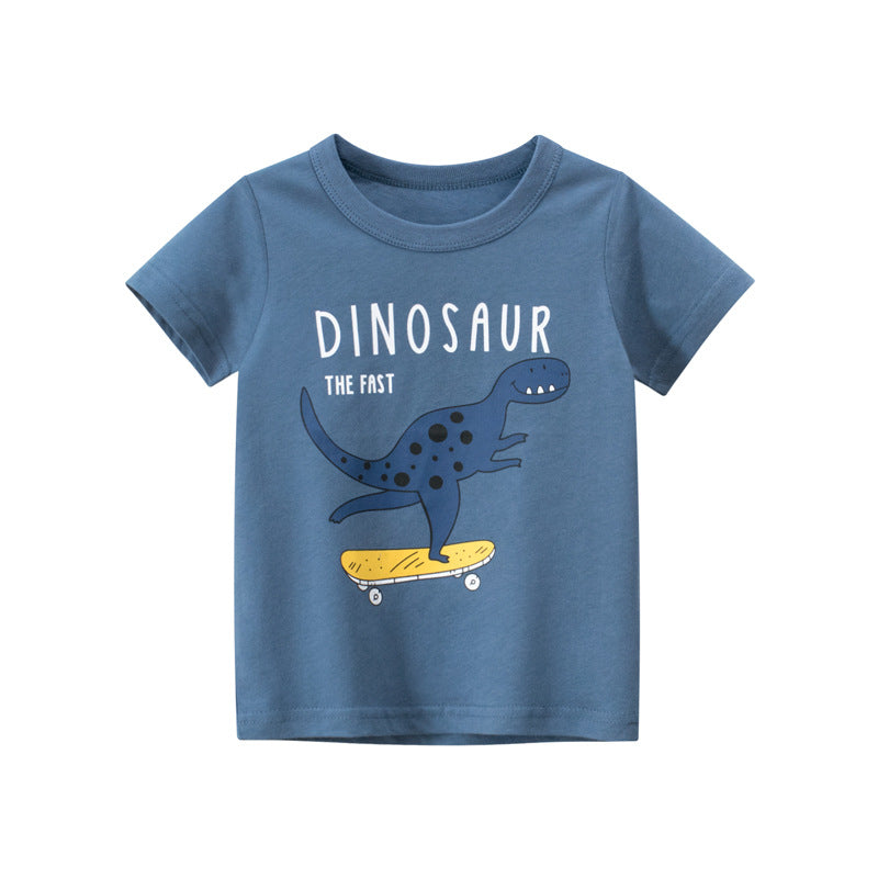 Boys' Cartoon Print Cotton T-Shirt | Soft & Breathable Summer Top