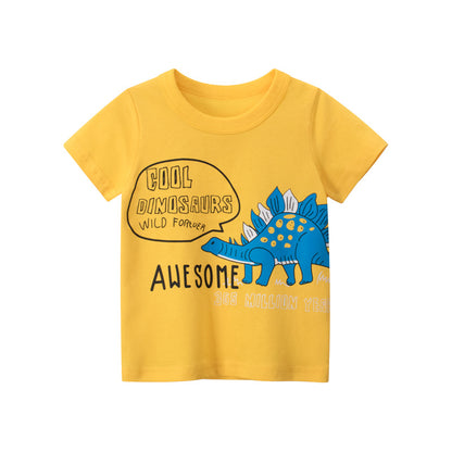 Boys' Cartoon Print Cotton T-Shirt | Soft & Breathable Summer Top